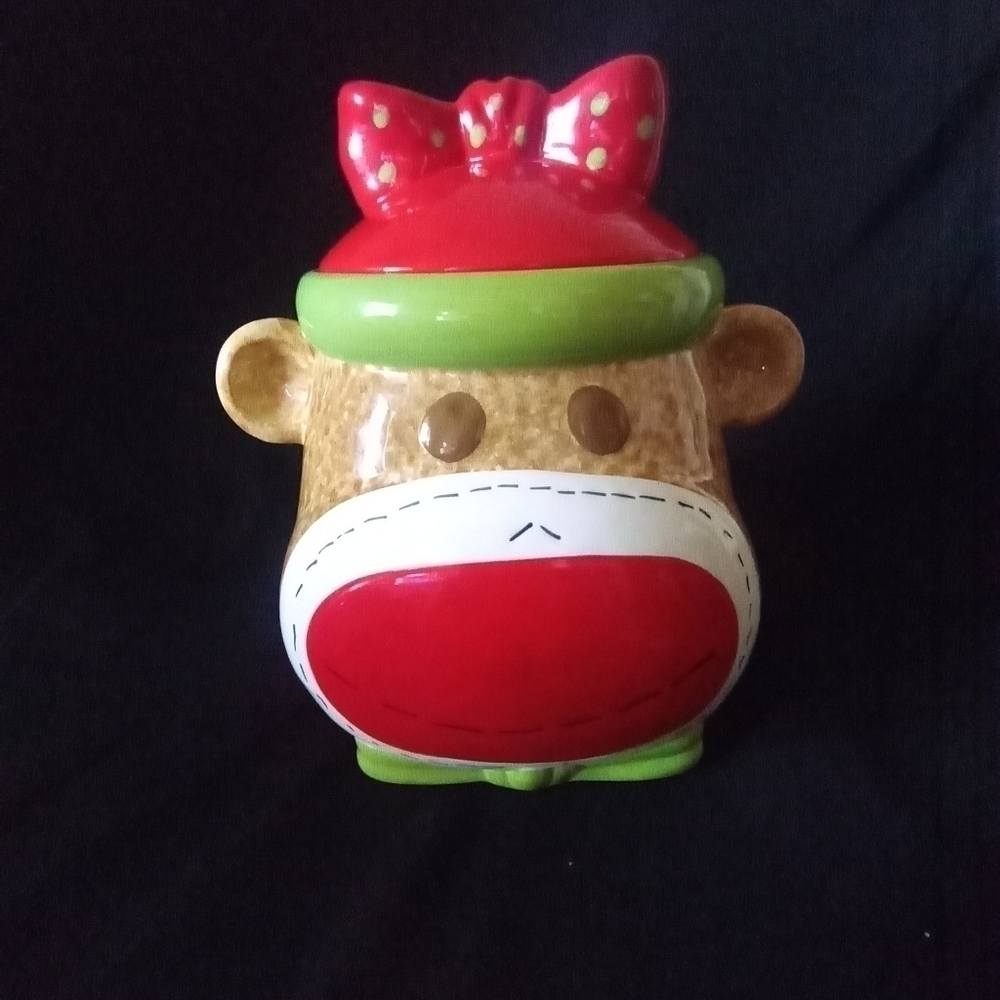 Girl Sock Monkey Cookie Jar by Real Home